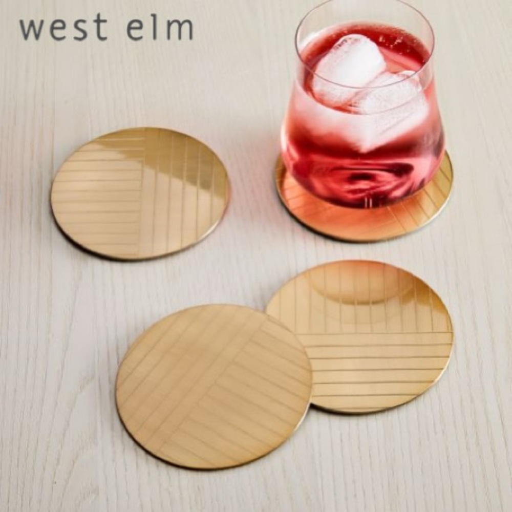 West Elm Linear Brass Coasters Set